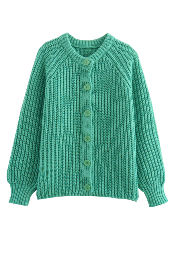 Solid Color Cardigan Long Sleeve Knitted Sweater Jacket