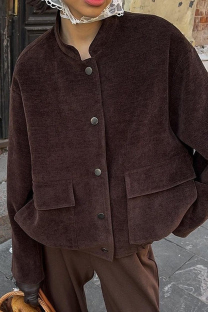 Stand Collar Single-Breasted Jacket