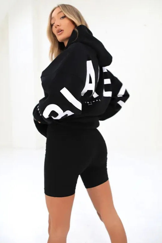 Thick Printed Hooded Sweatshirt Coat