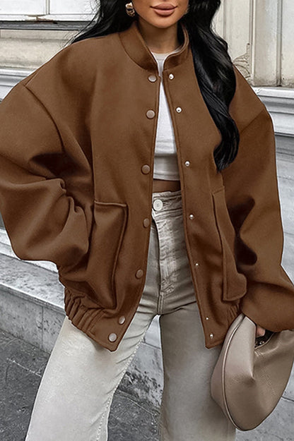 Thick Wool Brown Elastic Hem Coat