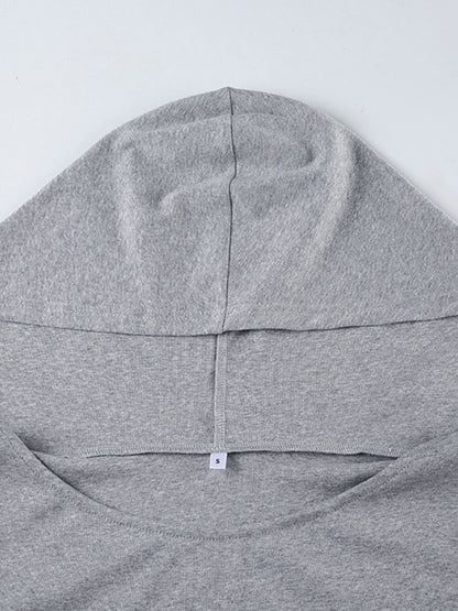 Off Shoulder Hooded Long Sleeve Tee