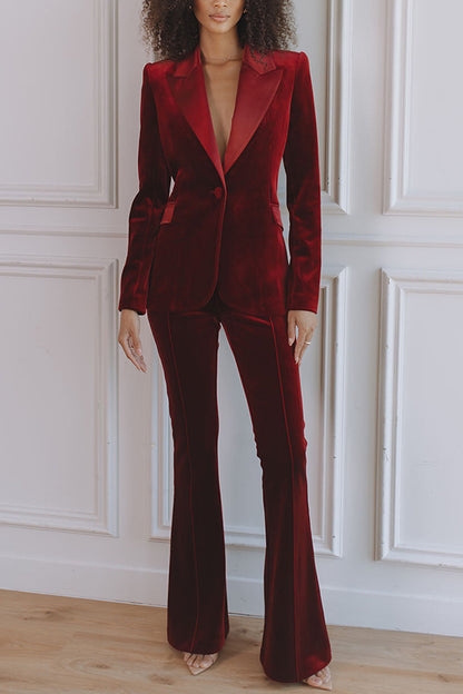 Delicate Daze Velvet High Rise Elastic Waist Flare Pants