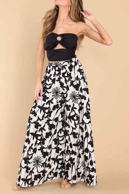 Elasticated high-rise wide-leg culottes