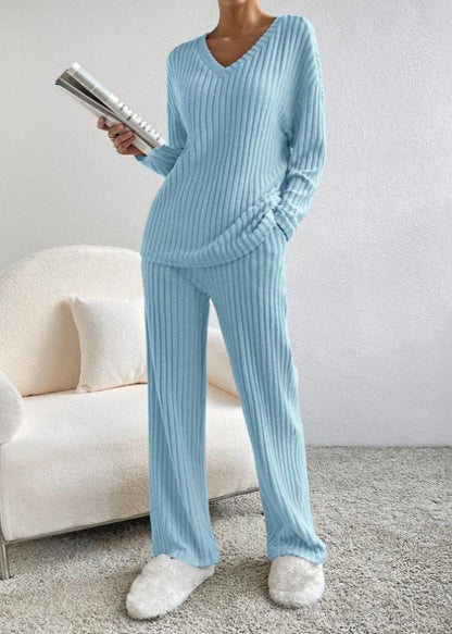 Luxe Ribbed V-Neck Loungewear Set