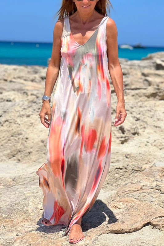 Multicolor Printed Suspender Dress