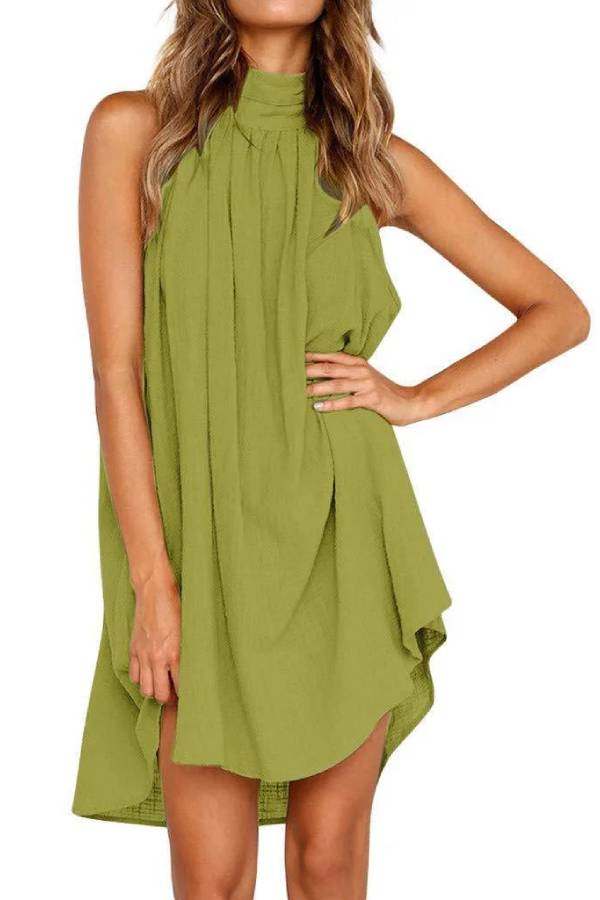 Sweet Crinkle Sleeveless Mini Dress