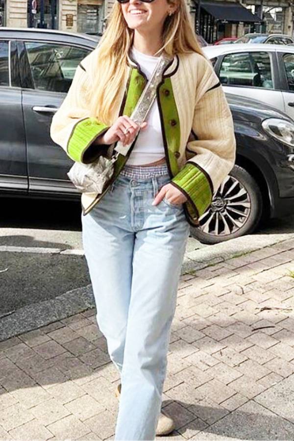 Fashionable Contrasting Color Cotton Coat