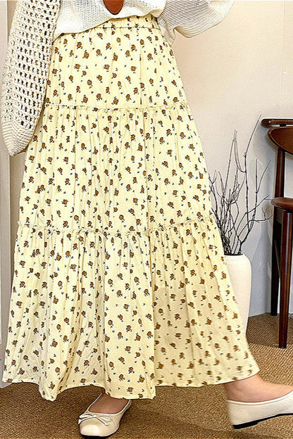 Plus Size Floral High Waist Tiered Skirt