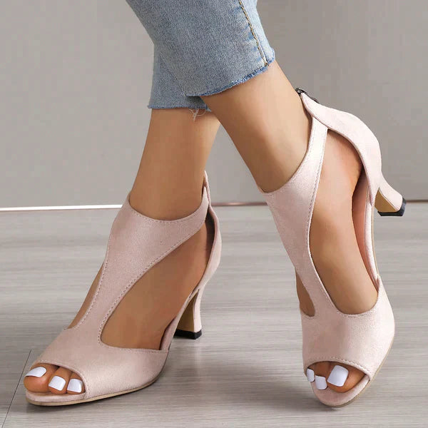 Women's Orthopedic Open-Toe PU Leather Heeled Sandals – Comfortable Support Heels