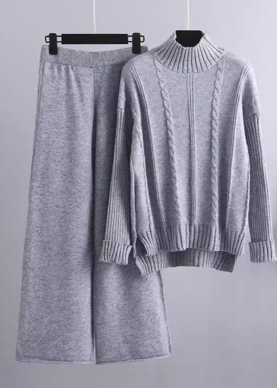 Cozy Chic Mock Neck Sweater & Wide-Leg Pants Set