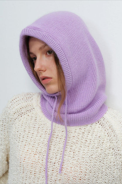 Wool Knit Balaclava Hooded Scarf Hat