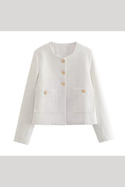 Solid Color Textured Casual Style Top Jacket