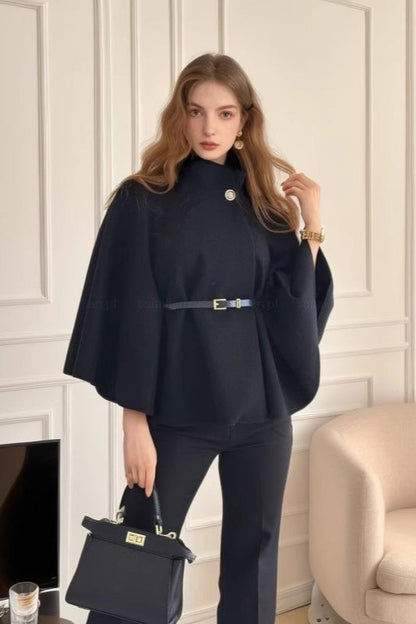 Belted Wool Cape Coat