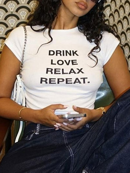 Letter Print Short Sleeve Tee