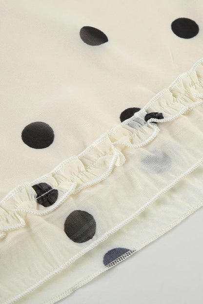 High Waist Polka Dot A-line Midi Skirt