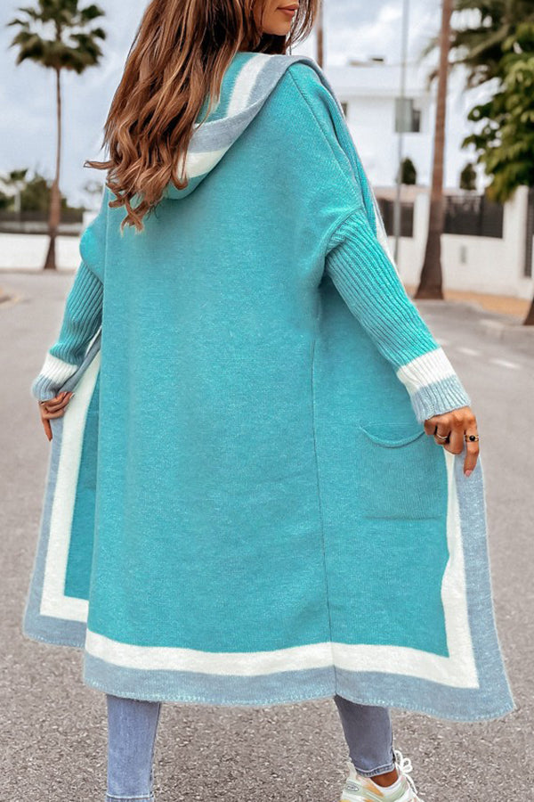 Autumn and winter casual all-match hooded long cardigan sweater jacket