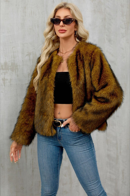 Plush Short Fur Open Cardigan Coat