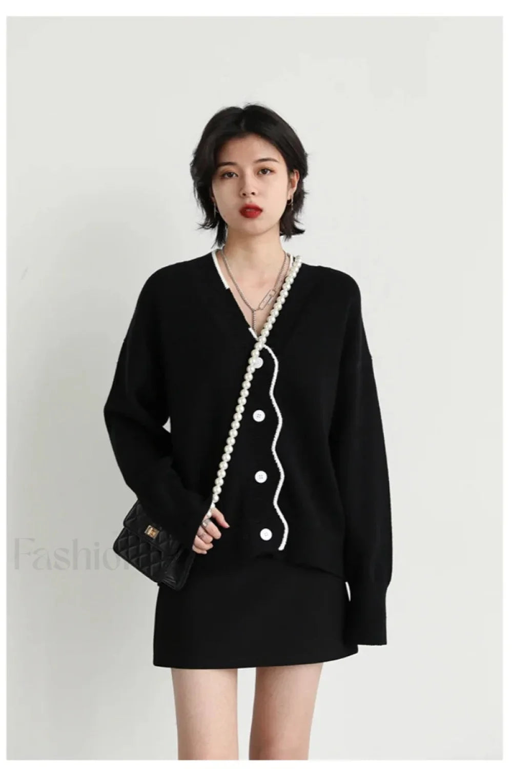 Basic V-neck Loose Knit Cardigan