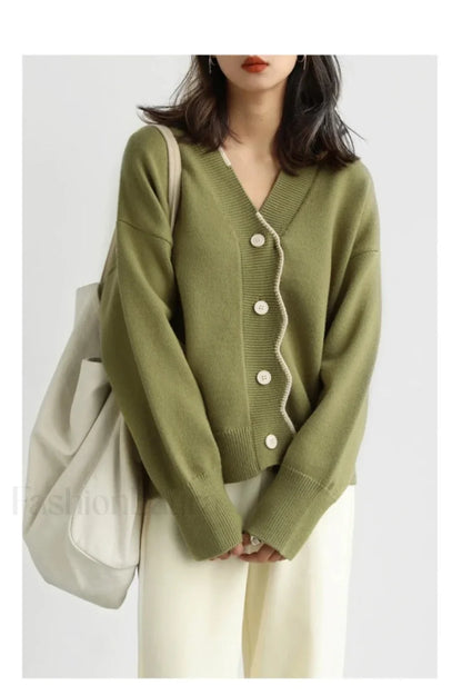 Basic V-neck Loose Knit Cardigan