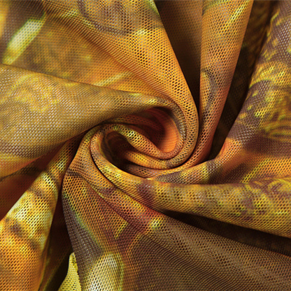 Halter self tie mesh ruffle print v neck maxi dress