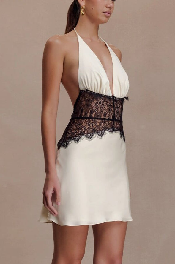Open Back Ruched Corset Mini Dress