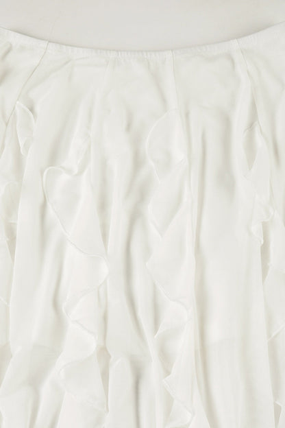 Ruffled Mesh Asymmetrical Midi Skirt