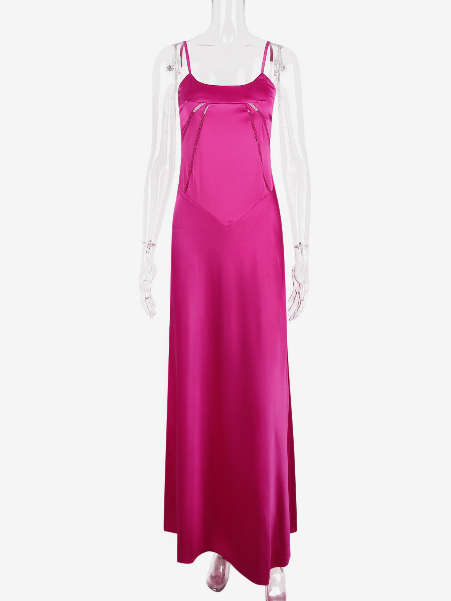 Corest Maxi Dress Adjustable Spaghetti Straps Backless Lace Up Prom Dresses