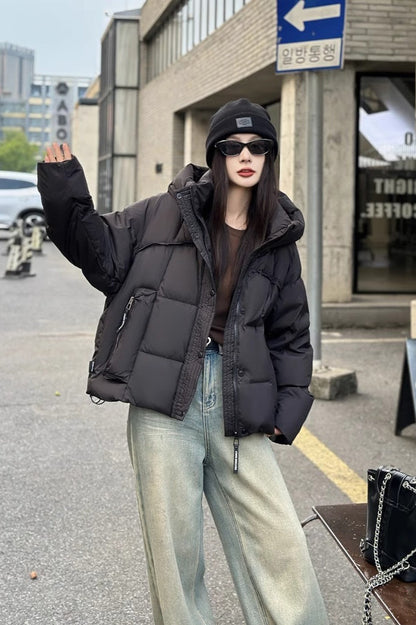 Cropped Oversized Duck Fill Puffer Jacket