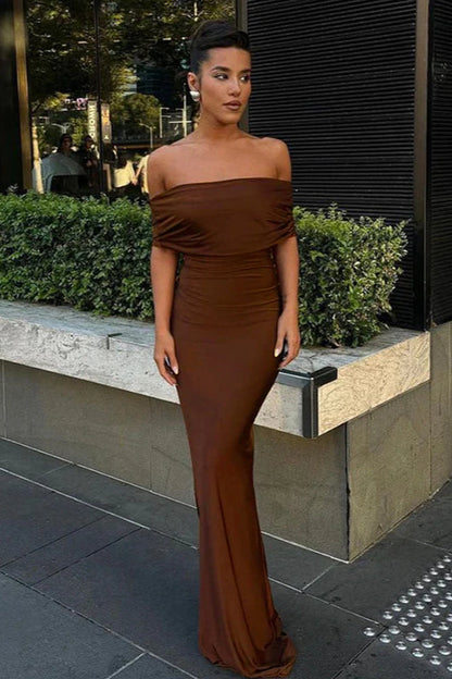 Off-Shoulder Backless Bodycon Maxi Dress