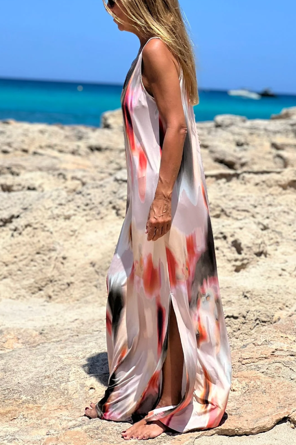 Multicolor Printed Suspender Dress