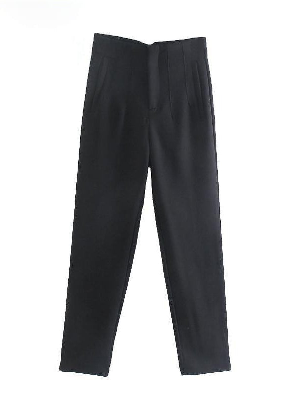 Black High Waist Ankle Length Pants