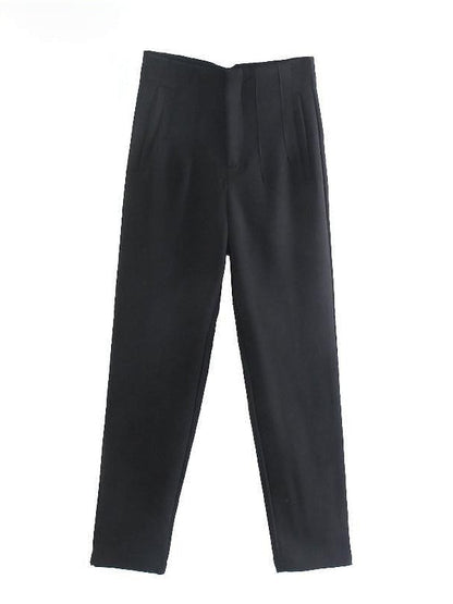 Black High Waist Ankle Length Pants