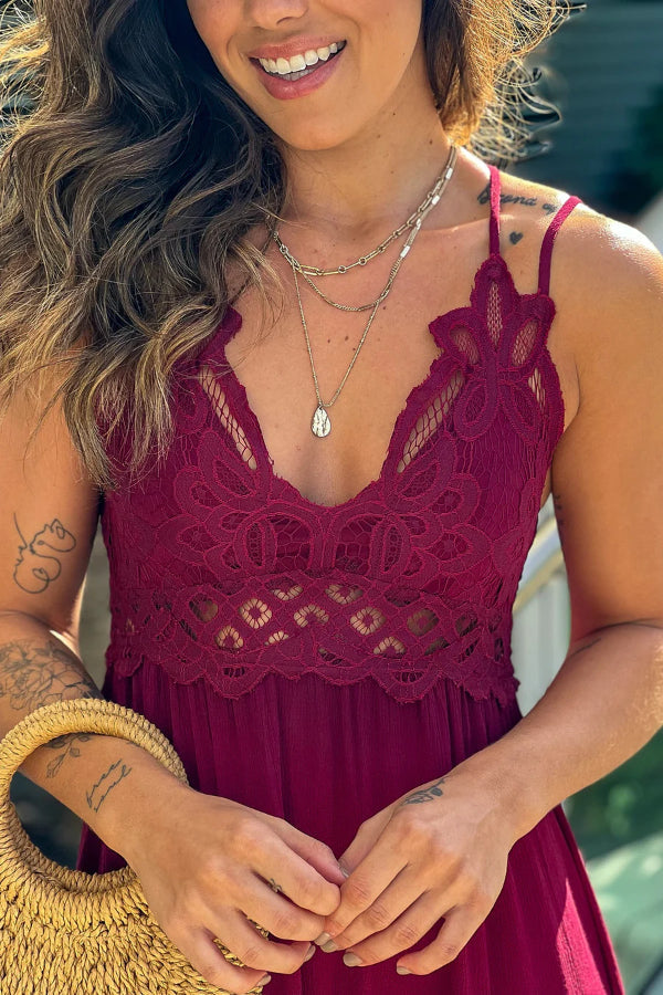 GARNET CROCHET TOP HIGH LOW DRESS