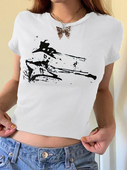 Guitar Print Short Sleeve Tee