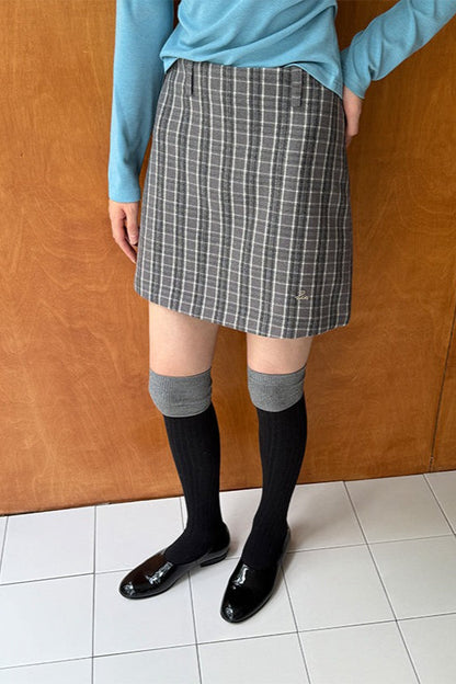 Vintage Plaid High Waist A-Line Skirt