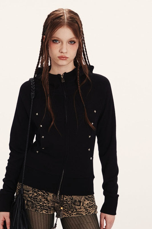 Fitted Cropped Double Zip Hoodie
