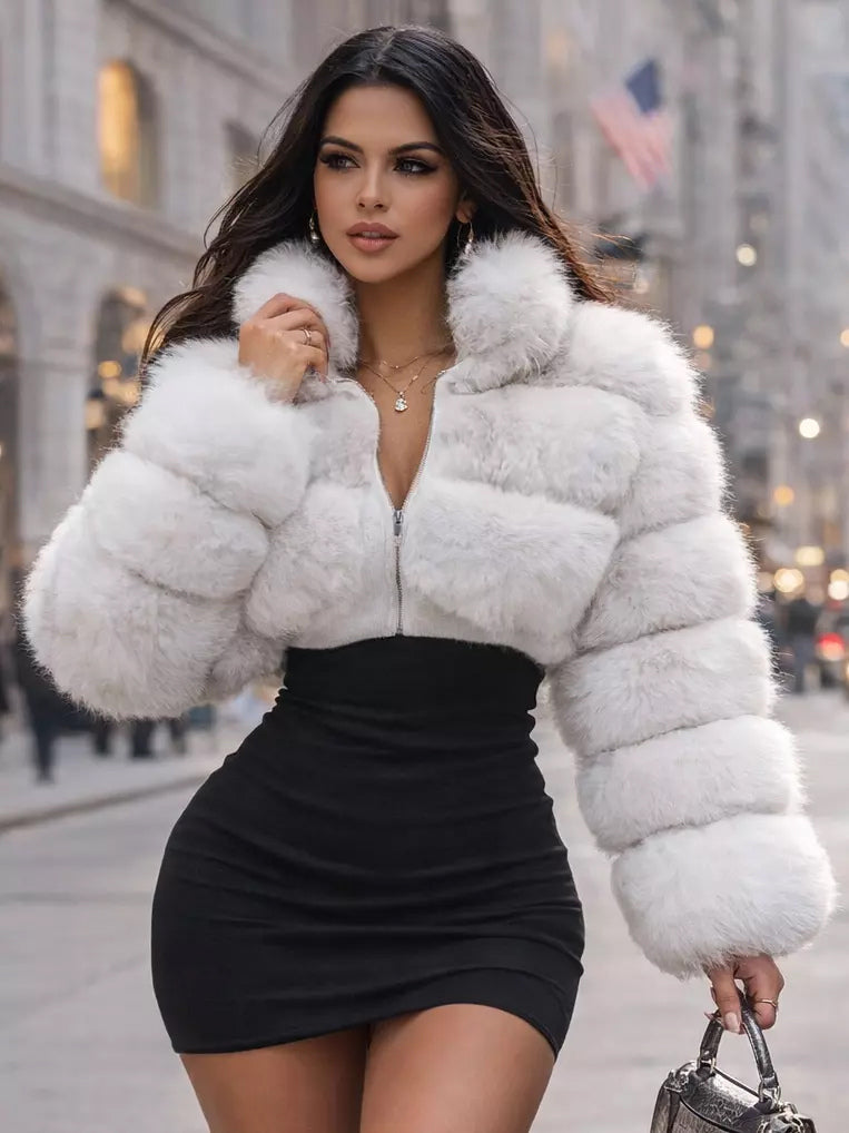 Faux Fur Coats Eco-friendly Winter Plush Cropped Jacket For Women 2026