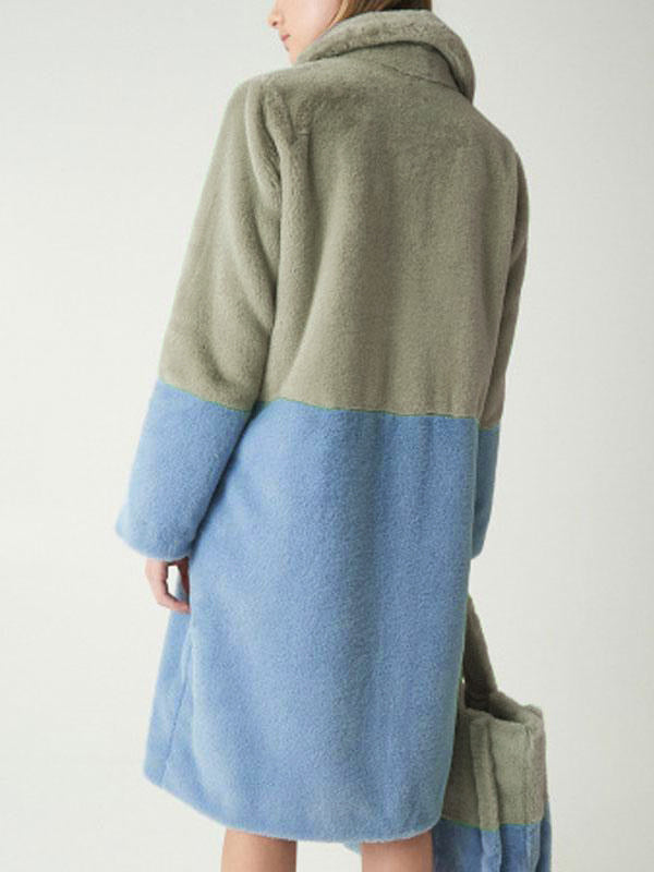 Faux Fur Coats For Women Two Tone Long Eco-friendly Fur Coat