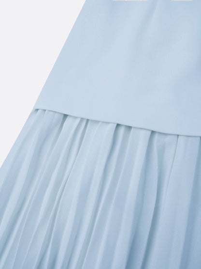 Women's Sleeveless Maxi Dress with Flowing Pleats – Elegant Bridesmaid Gown