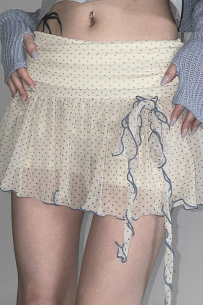 Retro Polka Dot Tie Mini Skirt