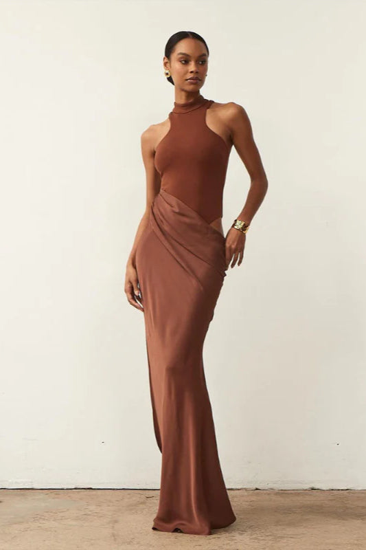 Chic Hollow Slim Spliced Pullover Maxi Dress