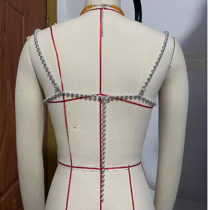 Beaded hollow out tassels backless cami cut out top