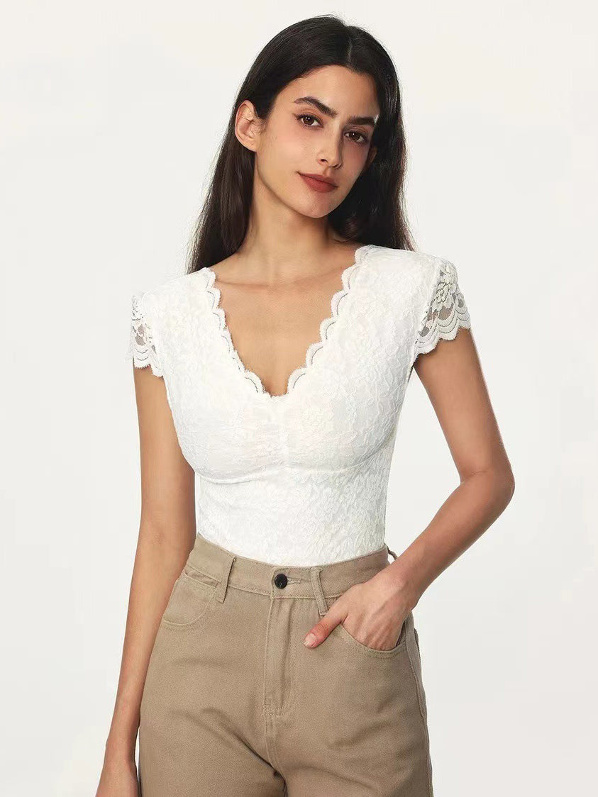 Bodysuit White Lace Tops For Women