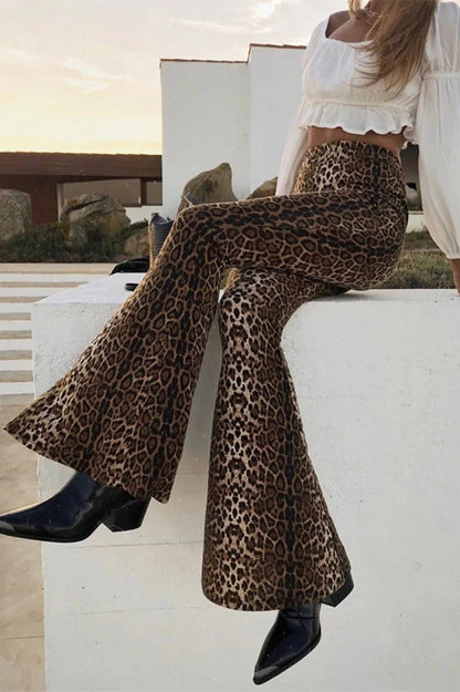 Leopard Print Flare Bodycon Pant