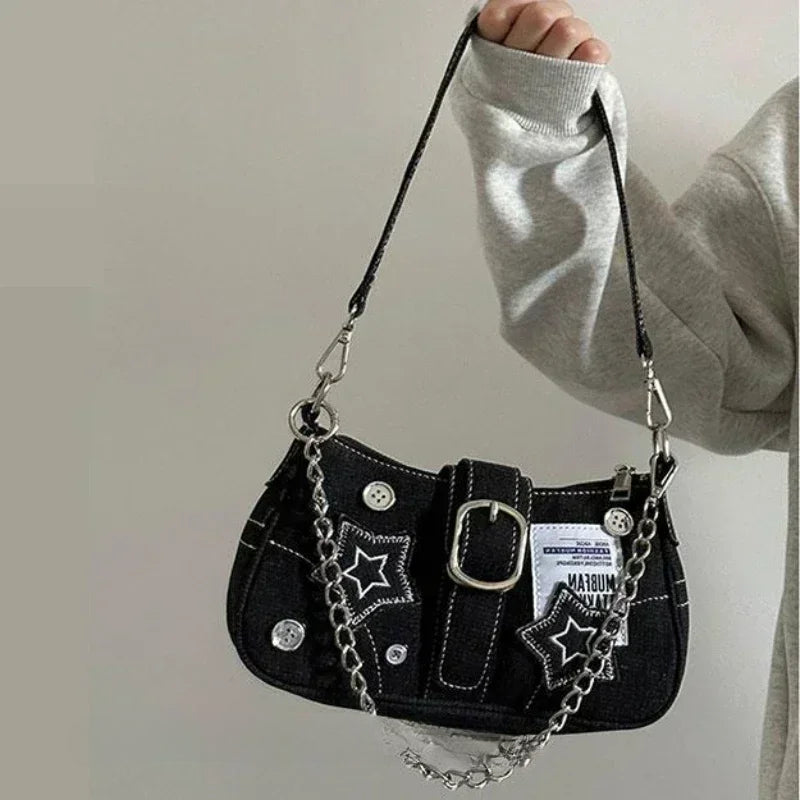 Canvas Stars Pattern Y2K Crossbody