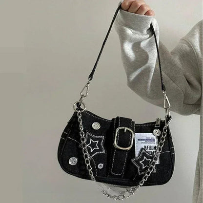 Canvas Stars Pattern Y2K Crossbody