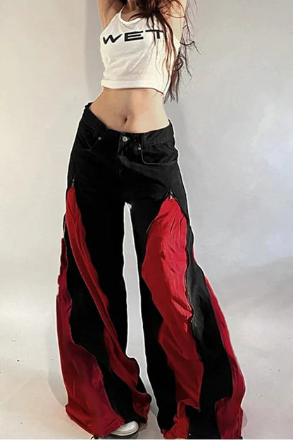 Harajuku Patchwork Wide Fit Jeans