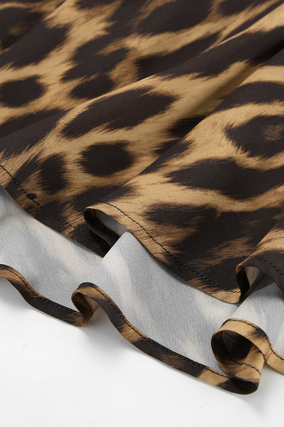 Leopard Print High Waist Midi Skirt