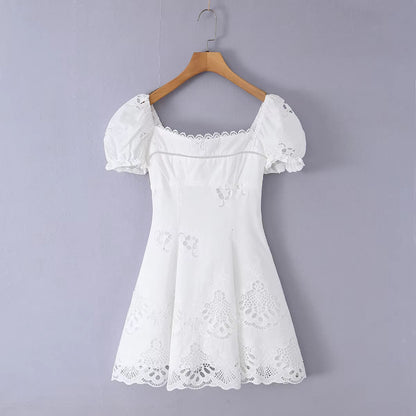 Beatrice Lace Hollow-Out Mini Dress