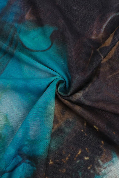 Beach Style Printed Cutout Bodycon Maxi Dress